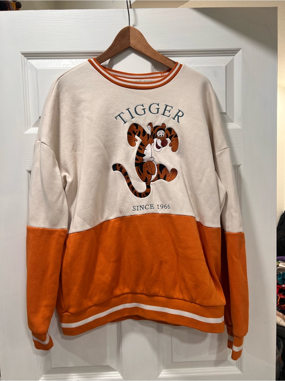 Disney  Tigger Two-Tone Orange & Cream Crewneck Sweater